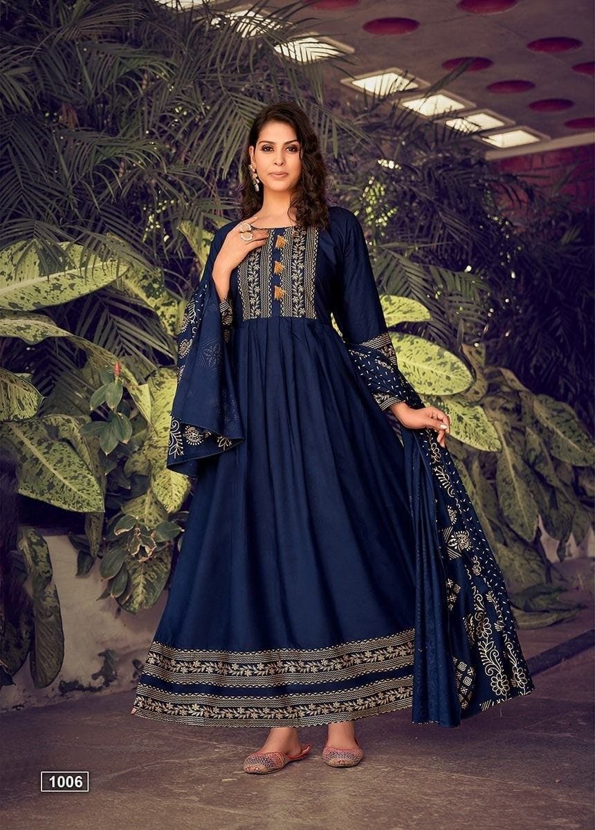 Mohini 1006 Fancy Wear Printed Long Anarkali Kurti With Dupatta Collection